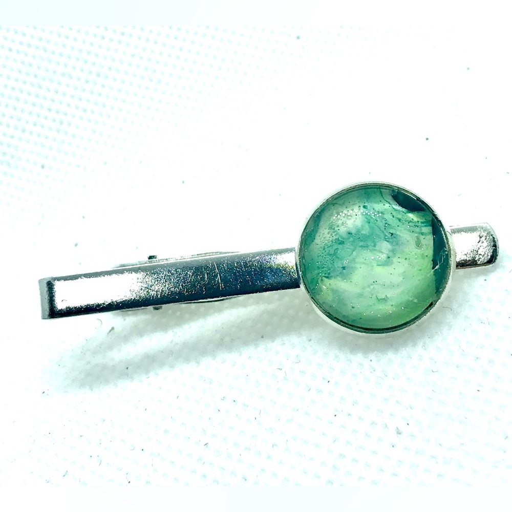 Tie clip pin silver plated 16mm handcrafted dome